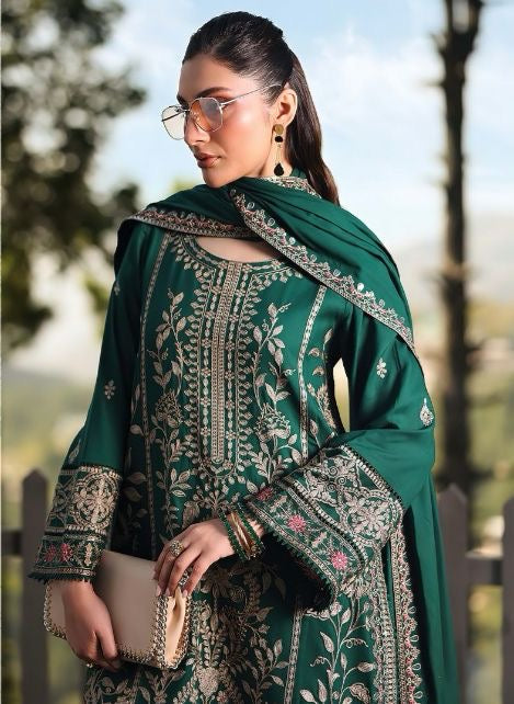 Winter 2025 Maria B. – 3 Piece Heavy Embroidered Suit with Dhanak Emb Shawl | Same as Original