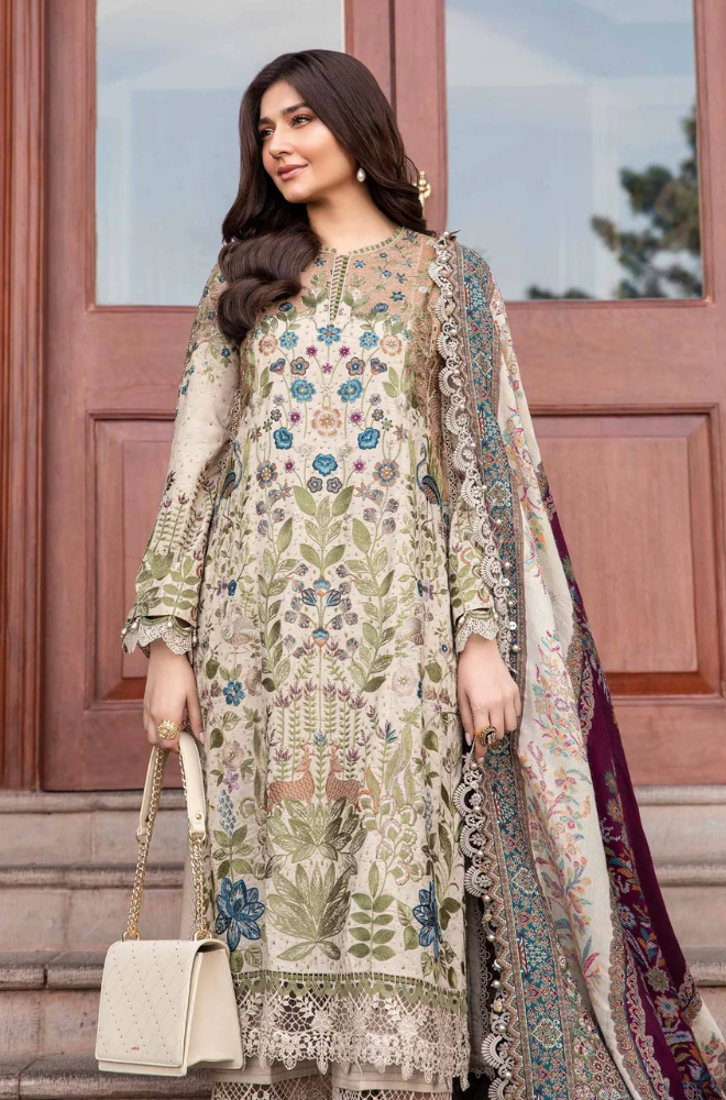 Winter 2025 Premium Dhanak Collection – Maria B - Pashmina Wool Shawl Suit | 3-Piece Luxury Winter Wear (Shirt, Dupatta, Trouser) – Same as Original Quality