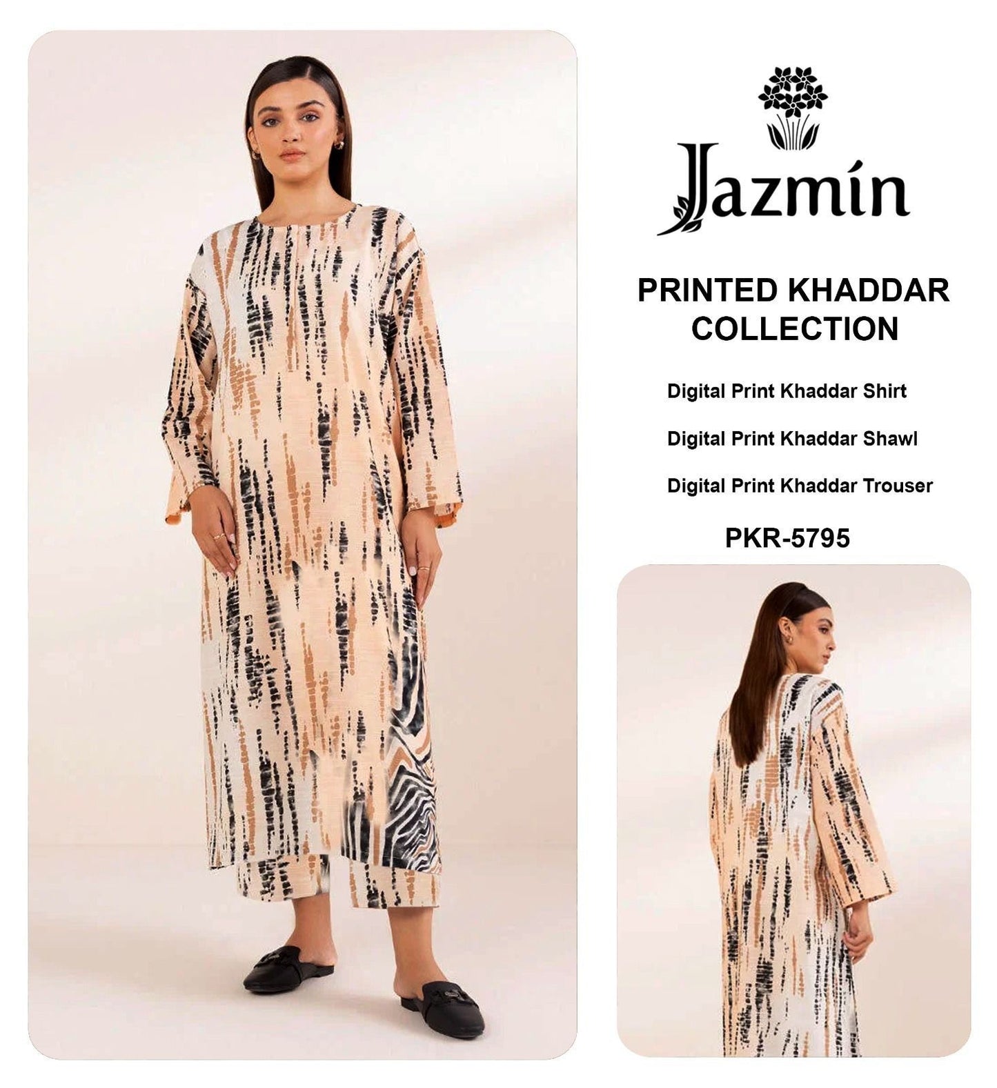 Jazmin Khaddar Printed Collection – CODE : SDK 74 - 3 Pcs Premium Winter Suit
