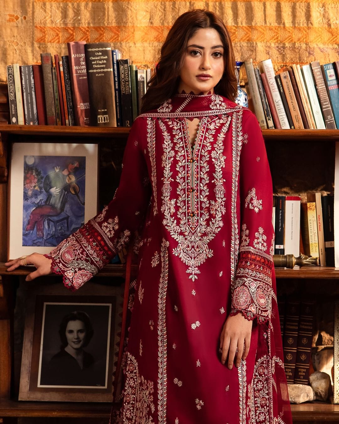 Zaha Embroidered Dhanak Suit – Unstitched 3 Piece | Chiffon Dupatta | Winter Collection 2025