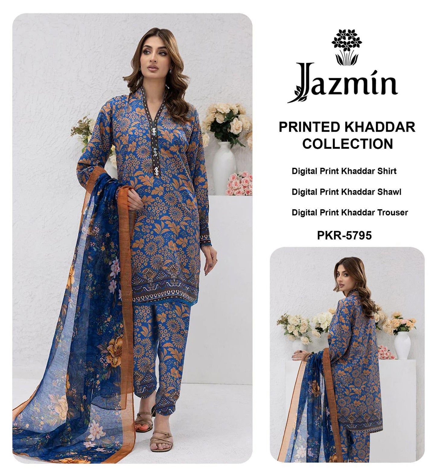 Jazmin Khaddar Printed Collection – CODE : SDK 74 - 3 Pcs Premium Winter Suit