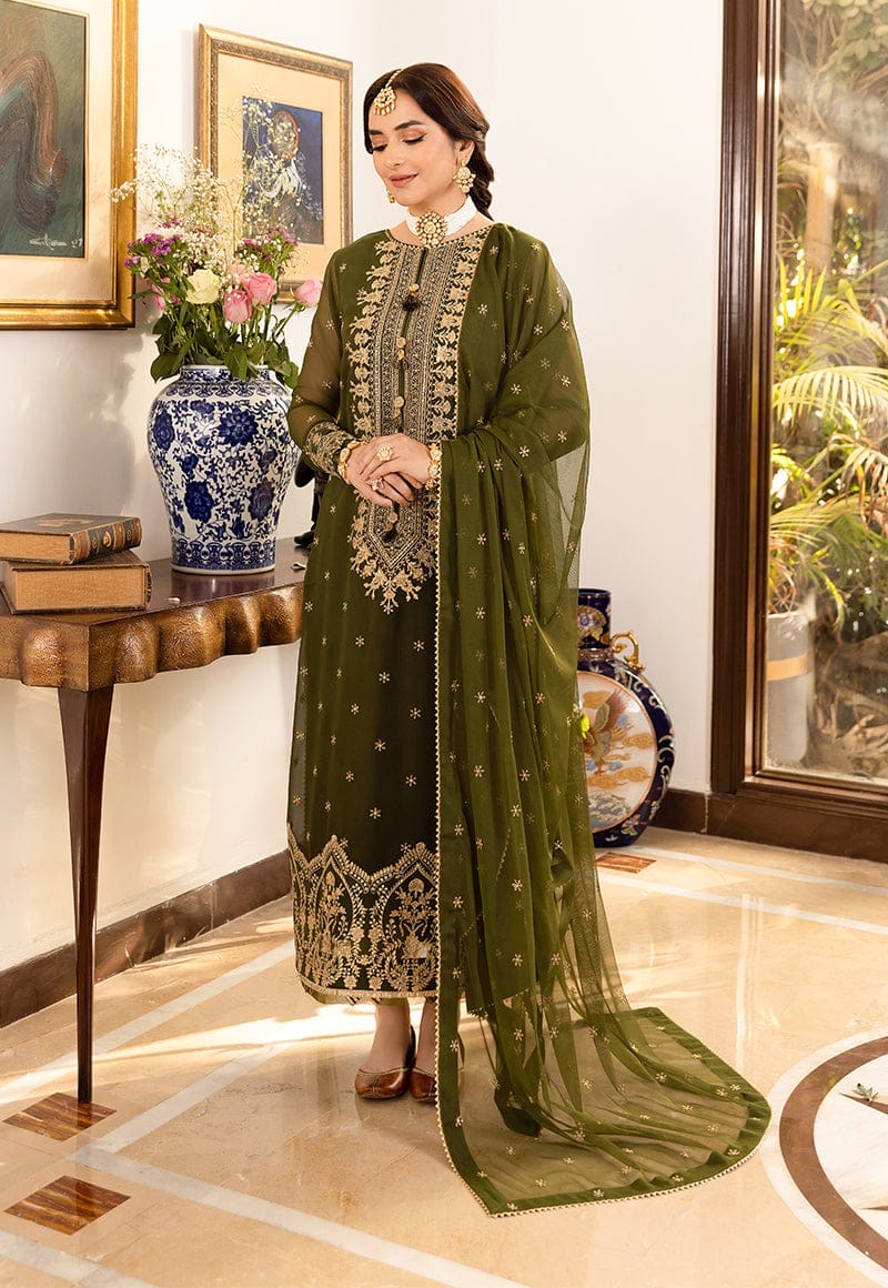 Asim Jofa Winter 2K25 – 3 Piece Heavy Embroidered Dhanak Suit with Dhanak Emb Shawl | Same as Original