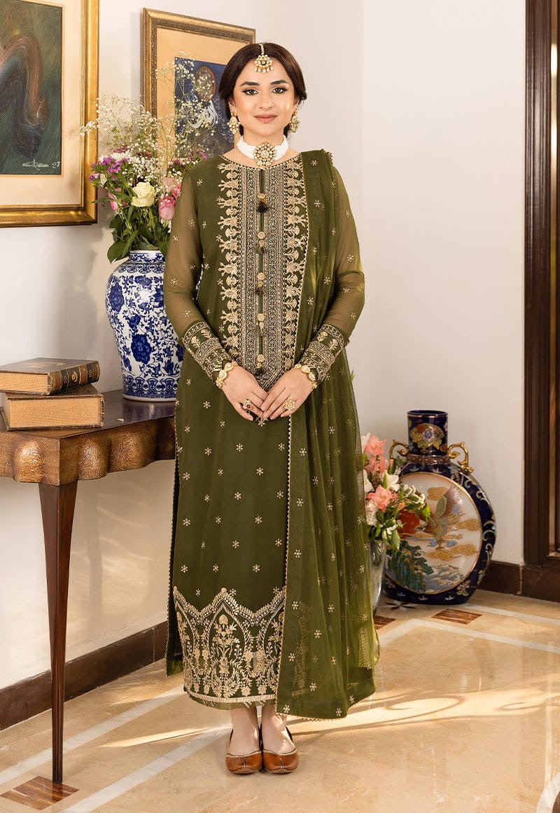 Asim Jofa Winter 2K25 – 3 Piece Heavy Embroidered Dhanak Suit with Dhanak Emb Shawl | Same as Original