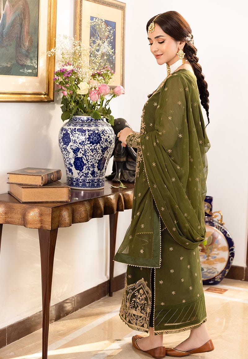 Asim Jofa Winter 2K25 – 3 Piece Heavy Embroidered Dhanak Suit with Dhanak Emb Shawl | Same as Original