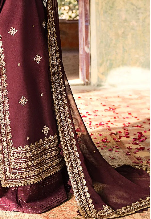 Winter 2025 Hot Collection – Asim Jofa 3-Piece Suit with Dhanak Embroidered Shawl wearing by Iqra Aziz | Shirt, Dupatta & Trouser