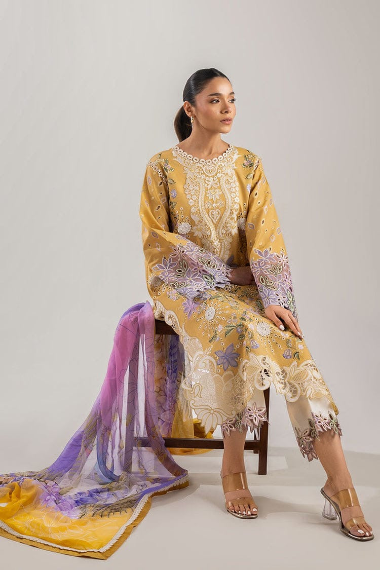 MUSHQ – 3PC Unstitched Dhanak Chikan Embroidered Suit with Courtrai Printed Wool Shawl & Embroidered Trouser | Winter 2025