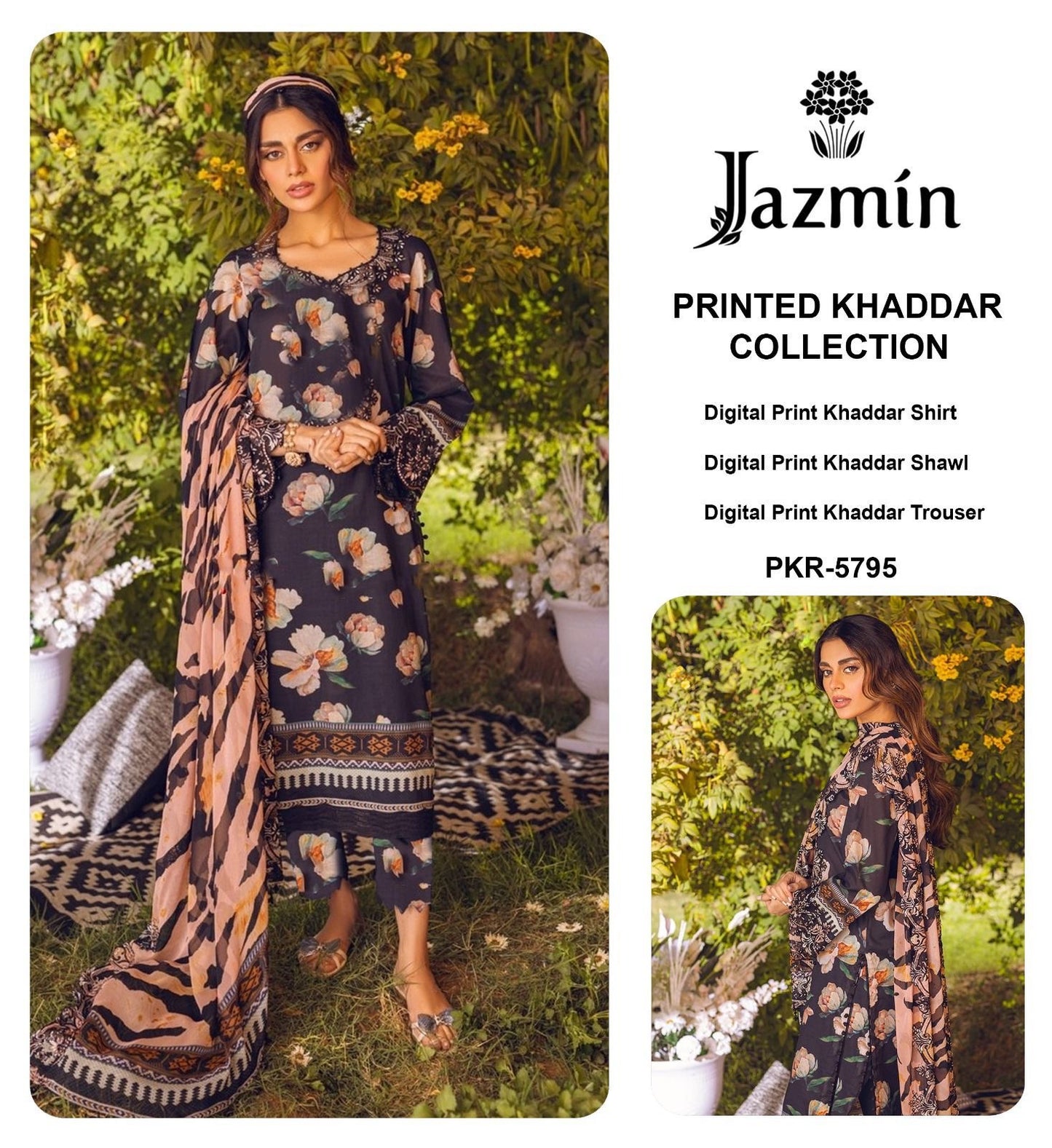 Jazmin Khaddar Printed Collection – CODE : SDK 74 - 3 Pcs Premium Winter Suit