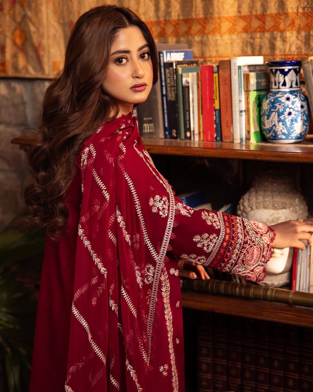Zaha Embroidered Dhanak Suit – Unstitched 3 Piece | Chiffon Dupatta | Winter Collection 2025