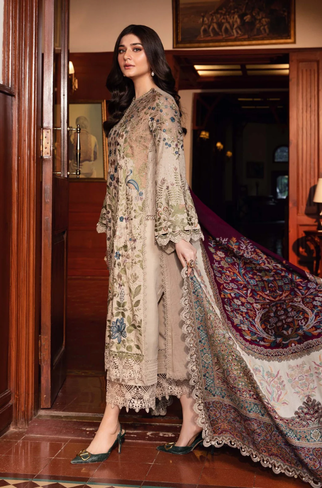 Winter 2025 Premium Dhanak Collection – Maria B - Pashmina Wool Shawl Suit | 3-Piece Luxury Winter Wear (Shirt, Dupatta, Trouser) – Same as Original Quality