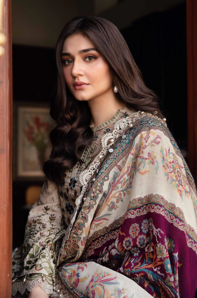 Winter 2025 Premium Dhanak Collection – Maria B - Pashmina Wool Shawl Suit | 3-Piece Luxury Winter Wear (Shirt, Dupatta, Trouser) – Same as Original Quality