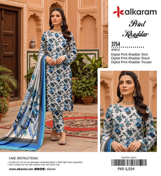 Alkaram Khaddar Printed Collection – 3 Pcs Premium Winter Suit