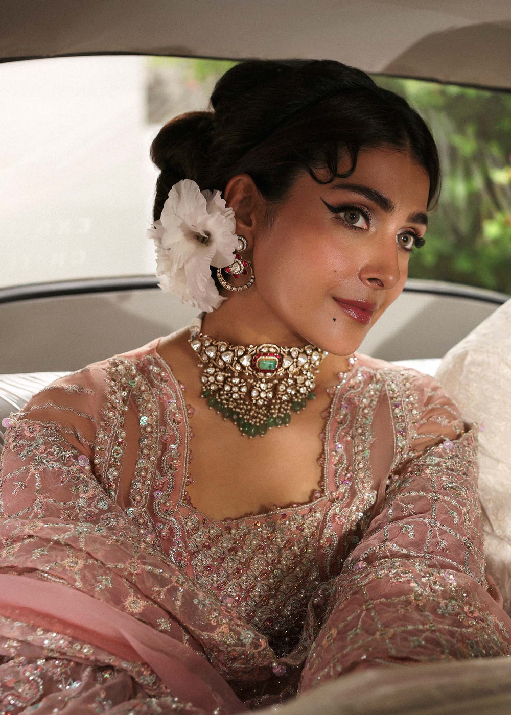 Blush Organza & PK Silk Unstitched Dress – Embroidered Kanwal Malik Replica