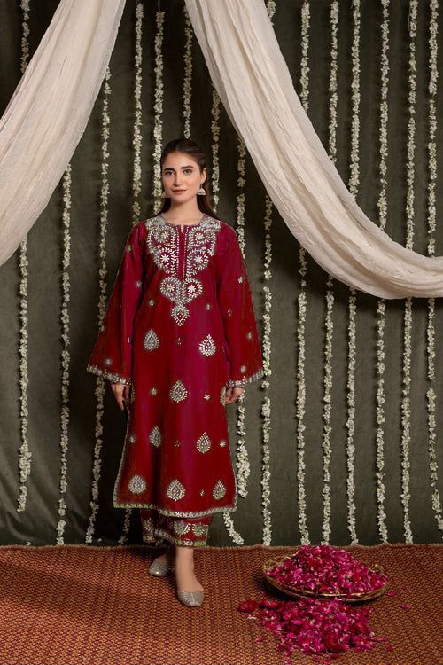 Urge 2-Piece Heavy Suit | Airjutt Danak Fabric with Neck & Trouser Embroidery