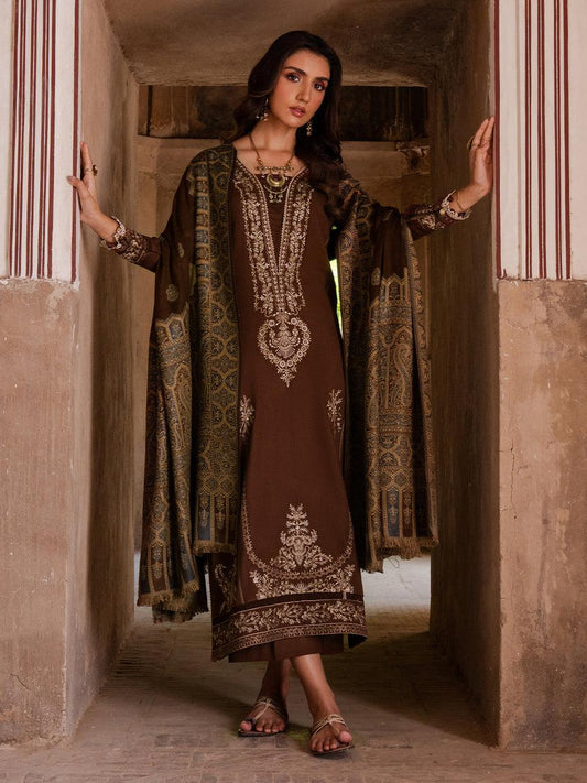 Qalamkar Winter 2025 Embroidered 3-Piece Suit – Printed Wool Shawl | Premium Unstitched Collection
